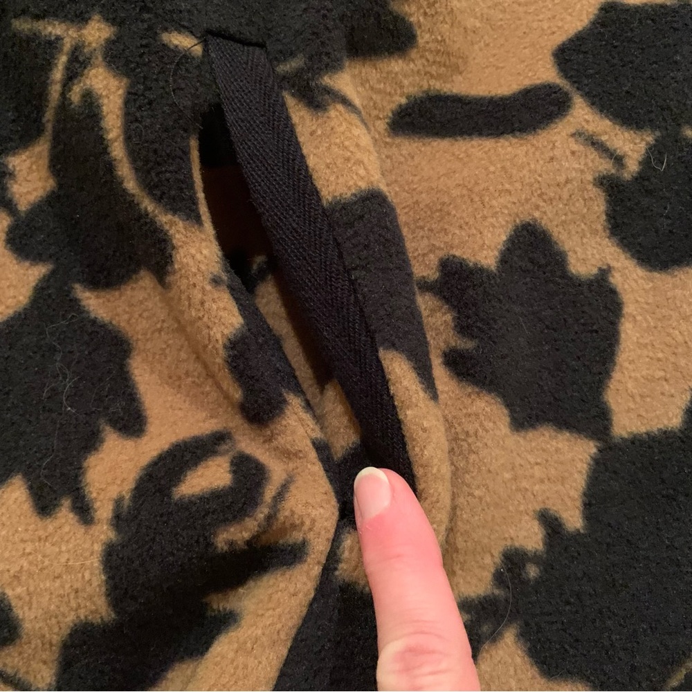 Susan Graver weekend printed fleece jacket tan black floral hooded L - Picture 3 of 4